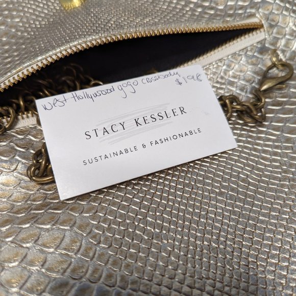 Chic Gold Metallic Faux Alligator Crossbody Mini NWT - Picture 12 of 14